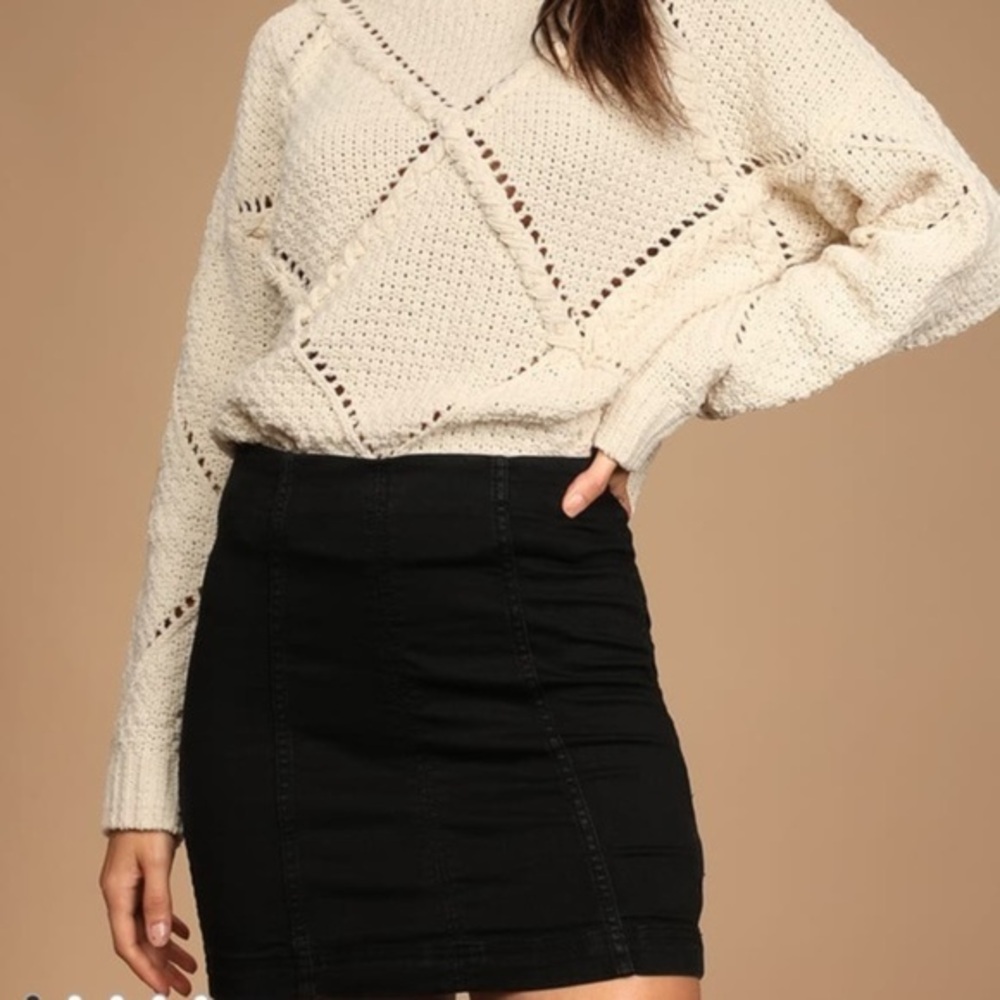 NEW FREE PEOPLE BLACK DENIM MINI